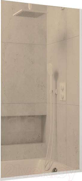 Изображение товара Стеклянная шторка для ванны MaybahGlass MGV-67-1у (бронзовое стекло/белый матовый)