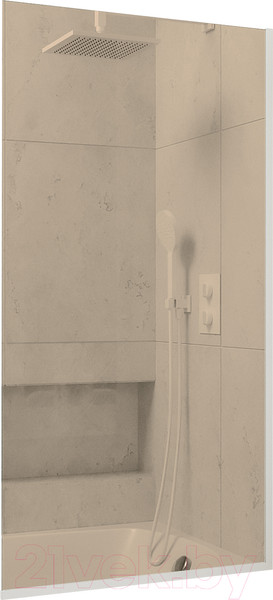 Изображение товара Стеклянная шторка для ванны MaybahGlass MGV-66-1у (бронзовое стекло/белый матовый)