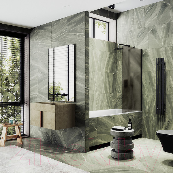 Изображение товара Стеклянная шторка для ванны MaybahGlass MGV-73-6ш (бронзовое матовое стекло/черный)