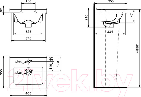 Изображение товара Умывальник Santeri Визит 40 / 131177S0011B0 (белый)