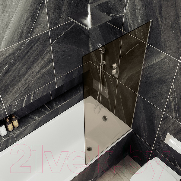 Изображение товара Стеклянная шторка для ванны MaybahGlass MGV-67-5у (бронзовое стекло/хром матовый)