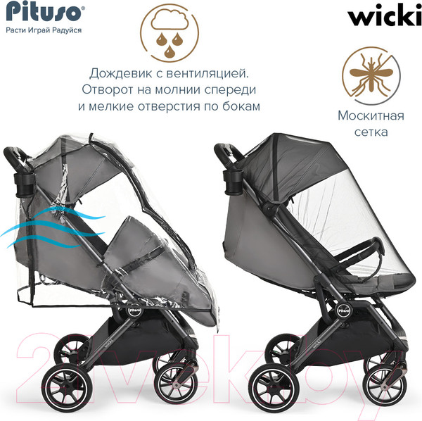 Изображение товара Детская прогулочная коляска Pituso Wicki / ABF2022 (изумруд)