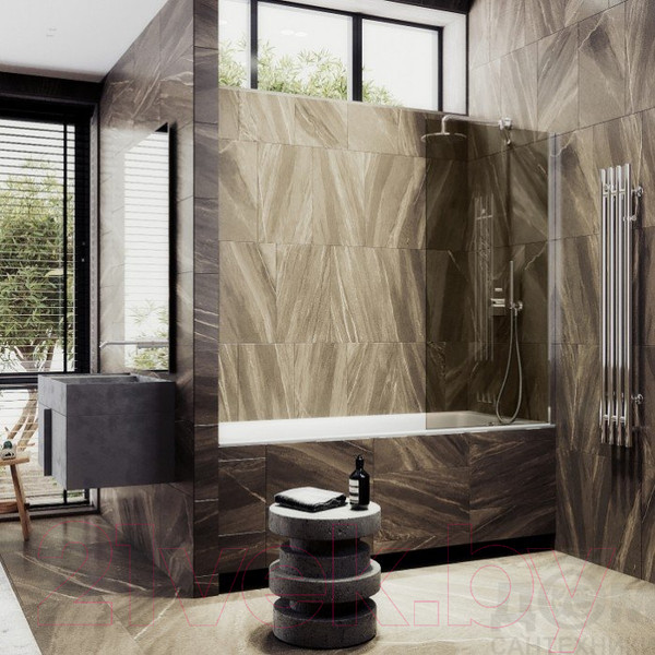 Изображение товара Стеклянная шторка для ванны MaybahGlass MGV-67-4ш (бронзовое стекло/хром глянцевый)