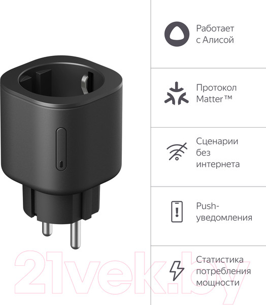 Изображение товара Умная розетка Яндекс YNDX-00540 (черный)