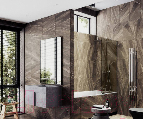 Изображение товара Стеклянная шторка для ванны MaybahGlass MGV-66-4у (бронзовое стекло/хром глянцевый)