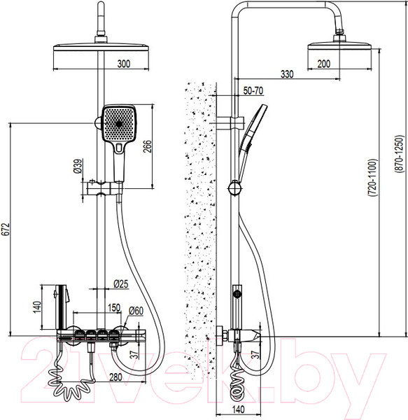 Изображение товара Душевая система Ekko E2509-5 (сатин)