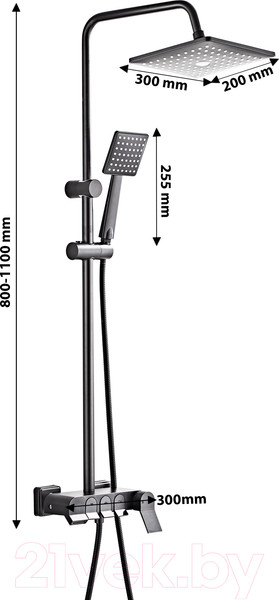 Изображение товара Душевая система со смесителем Ekko E2506-21 (темно-серый)