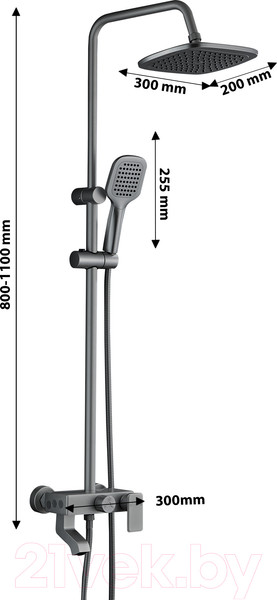 Изображение товара Душевая система со смесителем Ekko E2507-21 (темно-серый)