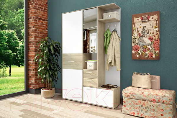 Изображение товара Секция в прихожую Stolline Диана / СТЛ.279.11 (дуб сонома/белый)