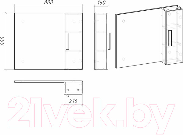 Изображение товара Шкаф с зеркалом для ванной Grossman Нео 80 / 208024