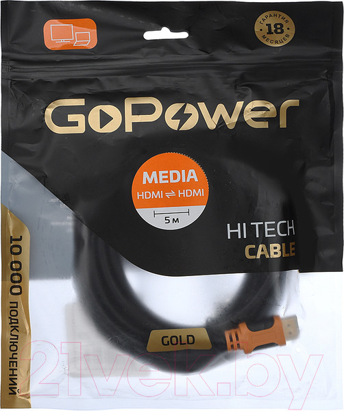 Изображение товара Кабель GoPower 00-00027310 (5м, черный)