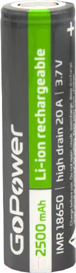 Изображение товара Аккумулятор GoPower 18650 Li-ion 3.7В 2500мАч / 00-00018356