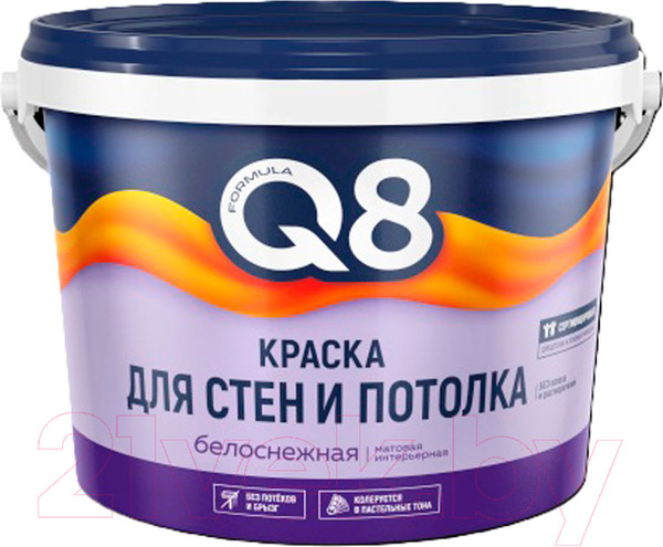 Изображение товара Краска Formula Q8 Для стен и потолка полиакриловая / 05-154-002-065 (6.5кг)