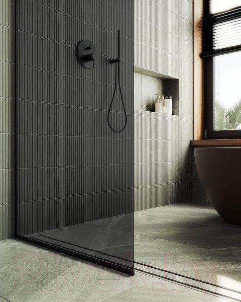 Изображение товара Душевая стенка MaybahGlass 195x79 / MGD-698-6у (графитовое стекло/черный)