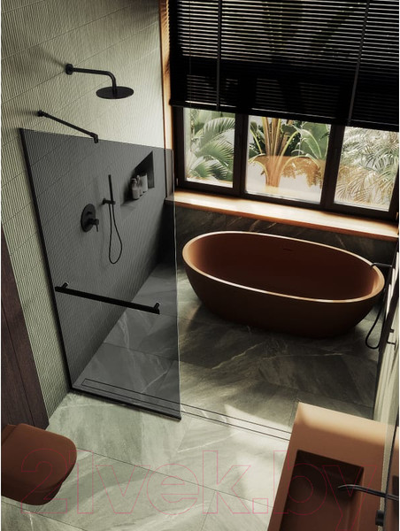 Изображение товара Душевая стенка MaybahGlass 195x79 / MGD-729-6у (графитовое стекло/черный)