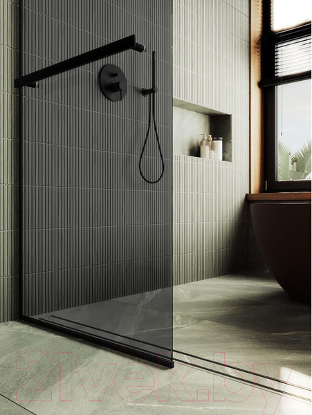 Изображение товара Душевая стенка MaybahGlass 195x79 / MGD-729-6у (графитовое стекло/черный)