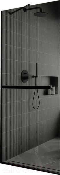 Изображение товара Душевая стенка MaybahGlass 195x79 / MGD-729-6у (графитовое стекло/черный)