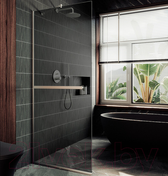 Изображение товара Душевая стенка MaybahGlass 195x119 / MGD-717-5у (графитовое стекло/хром матовый)