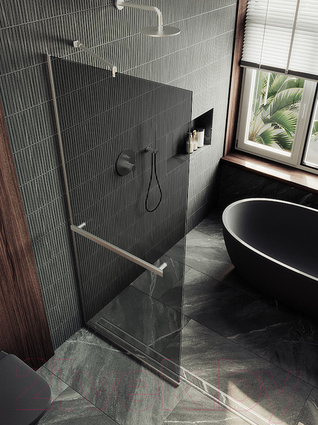 Изображение товара Душевая стенка MaybahGlass 195x89 / MGD-735-5у (графитовое стекло/хром матовый)