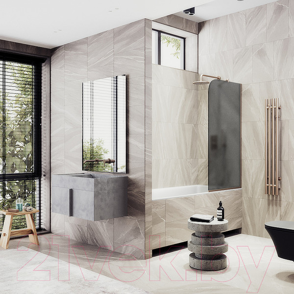 Изображение товара Стеклянная шторка для ванны MaybahGlass MGV-145-2у (графитовое матовое стекло/бронзовый)