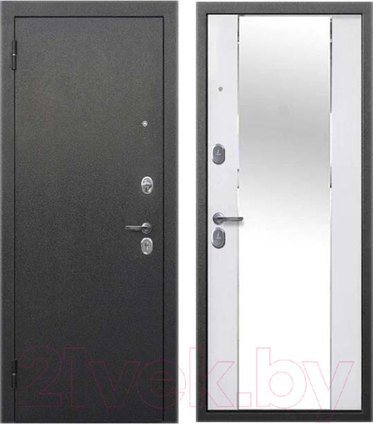 Изображение товара Входная дверь ТайгА Зеркало Серебро 7см (86x205, левая)