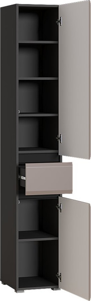 Изображение товара Шкаф-пенал Mobi Сидней с ящиком 13.202 (антрацит 0164/антрацит 0164/аеллюто Капучино AG 707 ПВХ)