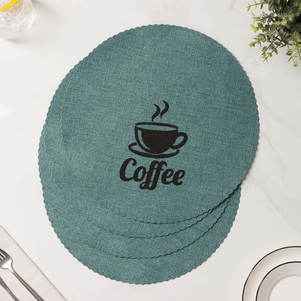 Изображение товара Набор сервировочных салфеток Доляна Coffee / 9730773 (4шт, бирюзовый)