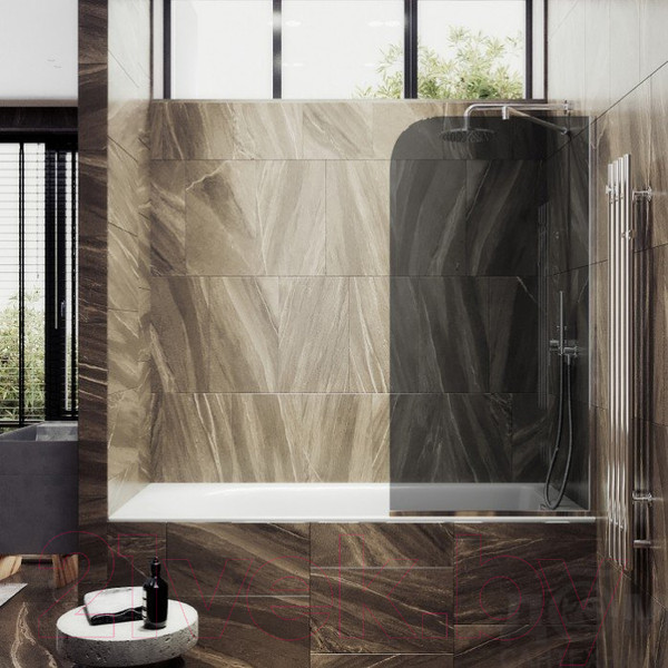 Изображение товара Стеклянная шторка для ванны MaybahGlass MGV-152-4у (графитовое стекло/хром глянцевый)