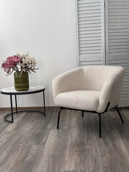 Изображение товара Кресло мягкое M-City Harper / 629M05439 (modica-040 бежево-белый ткань/черный)