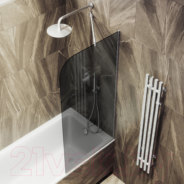 Изображение товара Стеклянная шторка для ванны MaybahGlass MGV-140-5у (графитовое стекло/хром матовый)