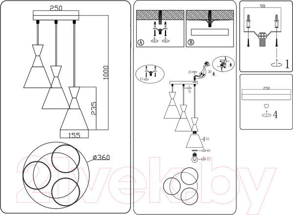 Изображение товара Люстра Ambrella Traditional TR3175/3 BK/GD (черный/золото)