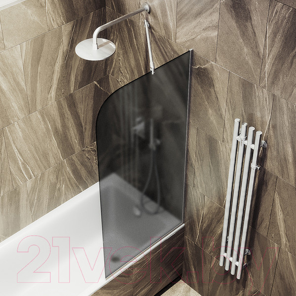 Изображение товара Стеклянная шторка для ванны MaybahGlass MGV-133-5у (графитовое матовое стекло/хром матовый)