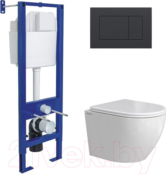 Изображение товара Унитаз подвесной с инсталляцией Berges Okus Rimless / 043396 (с сиденьем)