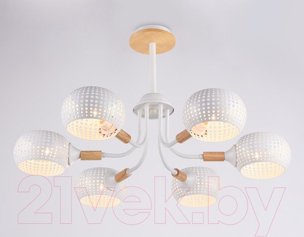 Изображение товара Люстра Ambrella Traditional TR80166/6 WH/LWD (белый/светлое дерево)