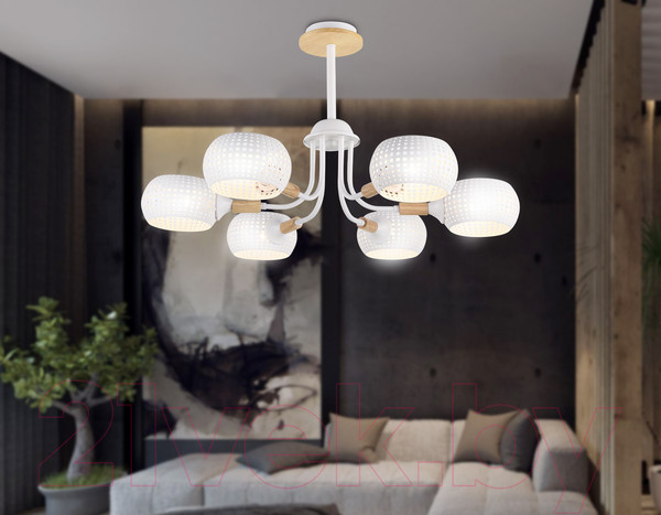 Изображение товара Люстра Ambrella Traditional TR80166/6 WH/LWD (белый/светлое дерево)