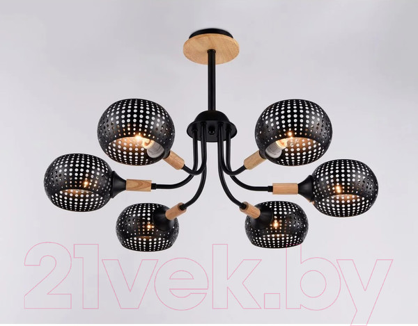 Изображение товара Люстра Ambrella Traditional TR80167/6 BK/LWD (черный/светлое дерево)
