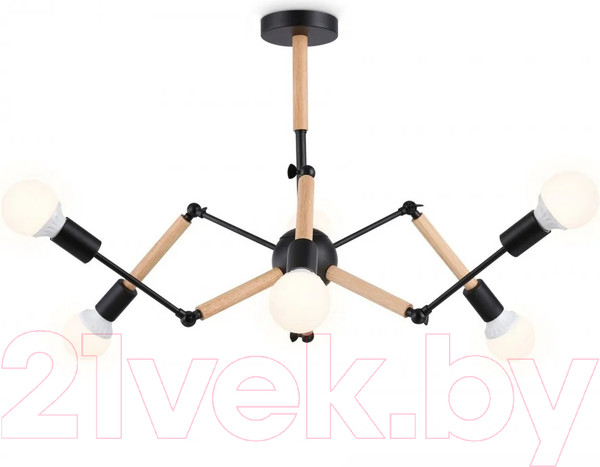 Изображение товара Люстра Ambrella Traditional TR80488/6 BK/LW (черный/светлое дерево)
