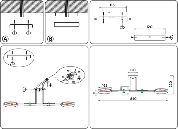 Изображение товара Люстра Ambrella Traditional TR8247/4 WH/LWD (белый/светлое дерево)