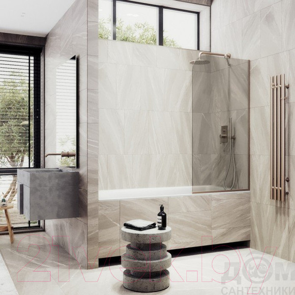 Изображение товара Стеклянная шторка для ванны MaybahGlass MGV-147-2у (бронзовое стекло/бронзовый)