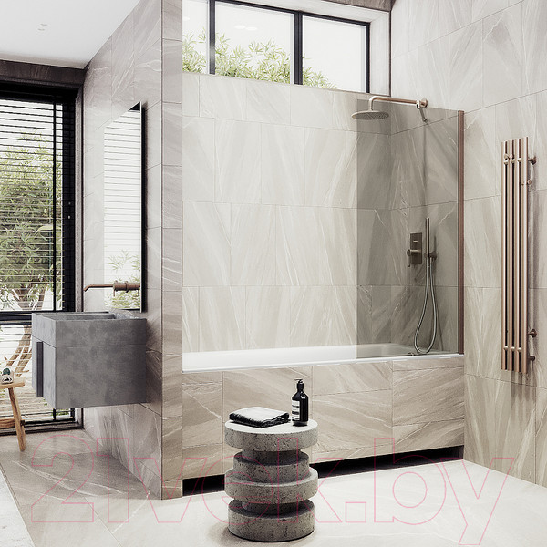 Изображение товара Стеклянная шторка для ванны MaybahGlass MGV-250-2ш (бронзовое стекло/бронзовый)