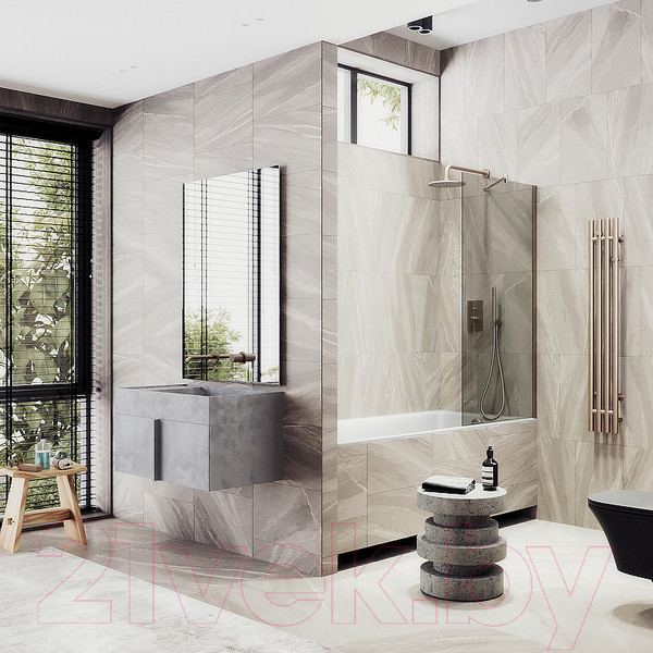 Изображение товара Стеклянная шторка для ванны MaybahGlass MGV-68-2ш (бронзовое стекло/бронзовый)