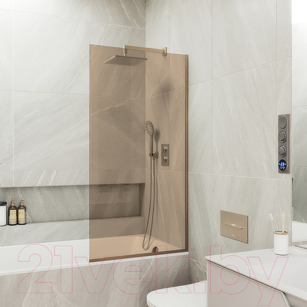 Изображение товара Стеклянная шторка для ванны MaybahGlass MGV-68-2у (бронзовое стекло/бронзовый)