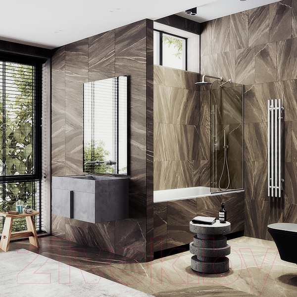 Изображение товара Стеклянная шторка для ванны MaybahGlass MGV-139-5у (бронзовое стекло/хром матовый)