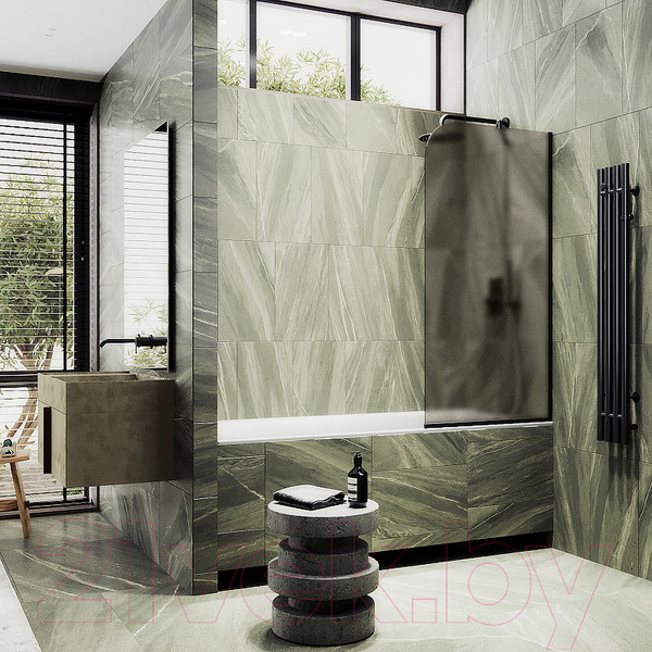 Изображение товара Стеклянная шторка для ванны MaybahGlass MGV-150-6у (бронзовое матовое стекло/черный)