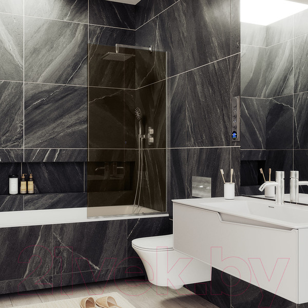 Изображение товара Стеклянная шторка для ванны MaybahGlass MGV-69-5у (бронзовое матовое стекло/хром матовый)