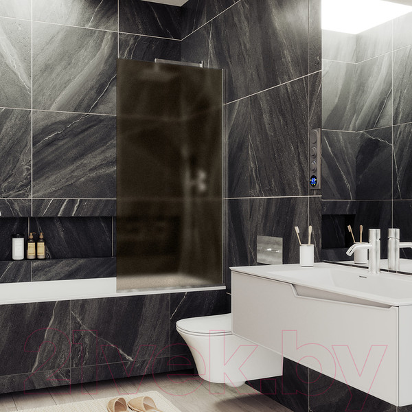 Изображение товара Стеклянная шторка для ванны MaybahGlass MGV-75-5у (бронзовое матовое стекло/хром матовый)