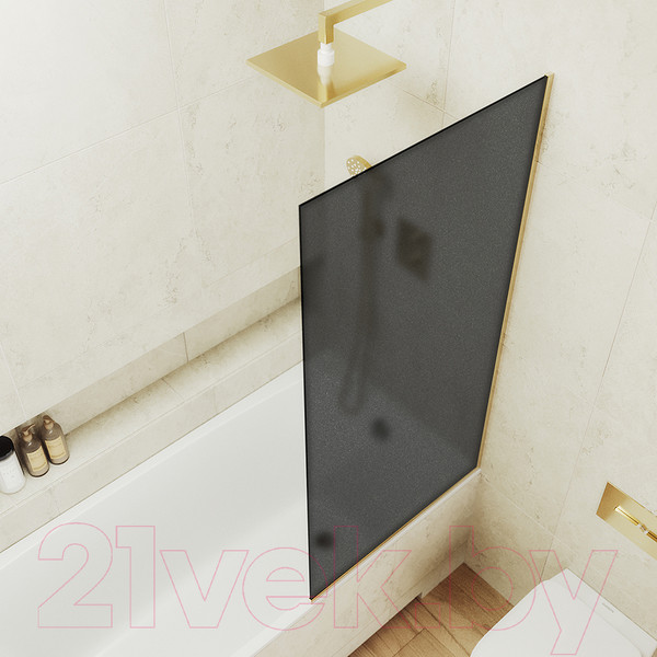 Изображение товара Стеклянная шторка для ванны MaybahGlass MGV-85-3у (графитовое стекло/золотой)