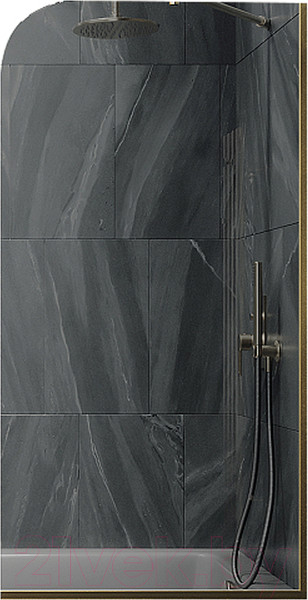 Изображение товара Стеклянная шторка для ванны MaybahGlass MGV-86-3у (графитовое стекло/золотой)