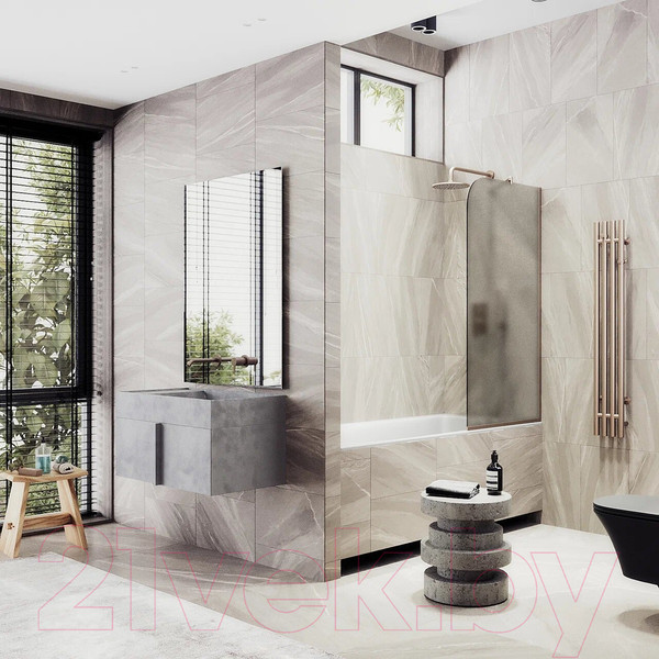 Изображение товара Стеклянная шторка для ванны MaybahGlass MGV-138-2у (бронзовое матовое стекло/бронзовый)