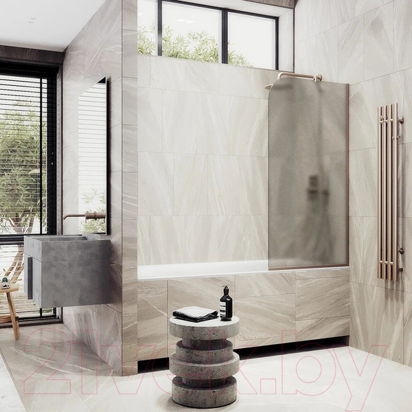 Изображение товара Стеклянная шторка для ванны MaybahGlass MGV-138-2у (бронзовое матовое стекло/бронзовый)